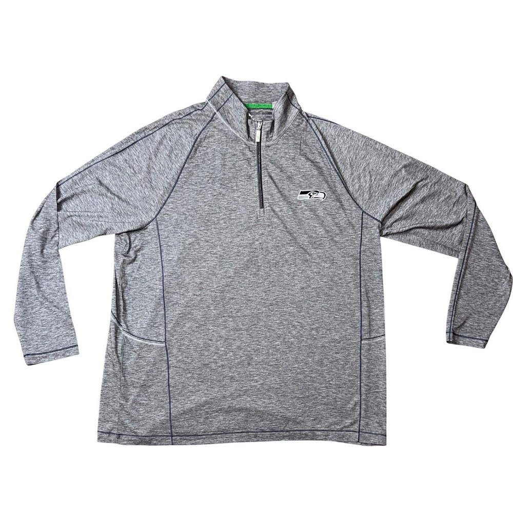 Tommy Bahama Seattle Seahawks NFL Quarter Zip Pullover Gray‎ XXL New
